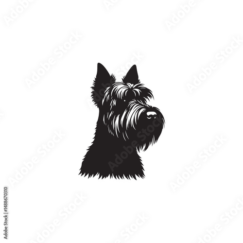 Glen of Imaal Terrier dog silhouette, sturdy and compact Irish breed vector, rugged terrier outline, loyal and brave canine profile, traditional hunting dog graphic, bold pet design.

