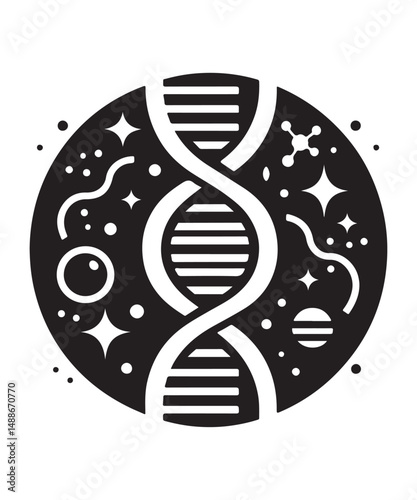 Dna Flat genetic icon vector flat black trendy style vector on white background.