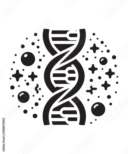 Dna Flat genetic icon vector flat black trendy style vector on white background.