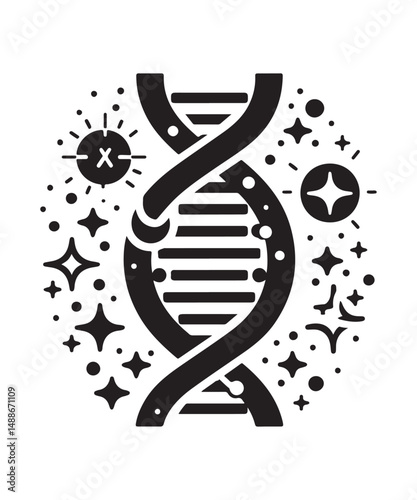Dna Flat genetic icon vector flat black trendy style vector on white background.