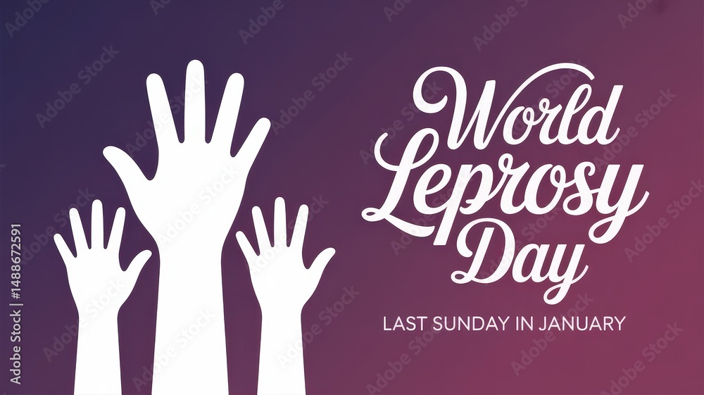 Fototapeta premium Illustrated hands raised for World Leprosy Day.