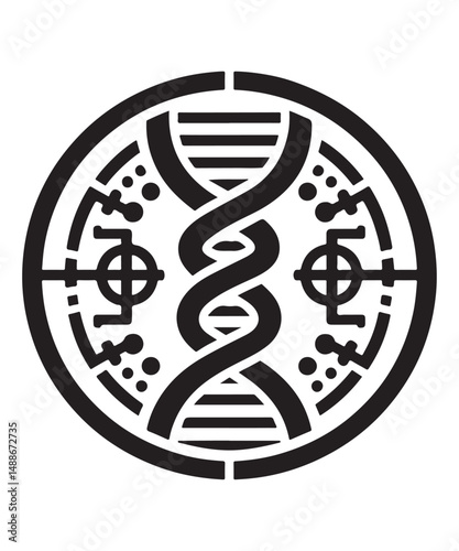 Dna Flat genetic icon vector flat black trendy style vector on white background.