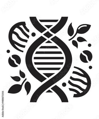 Dna Flat genetic icon vector flat black trendy style vector on white background.