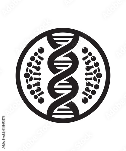 Dna Flat genetic icon vector flat black trendy style vector on white background.