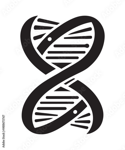 Dna Flat genetic icon vector flat black trendy style vector on white background.
