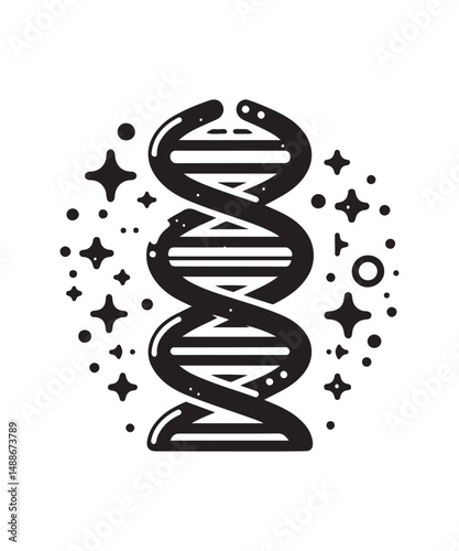 Dna Flat genetic icon vector flat black trendy style vector on white background.