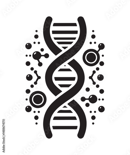 Dna Flat genetic icon vector flat black trendy style vector on white background.