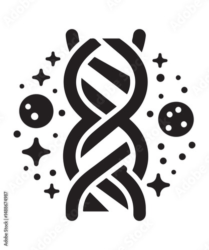 Dna Flat genetic icon vector flat black trendy style vector on white background.