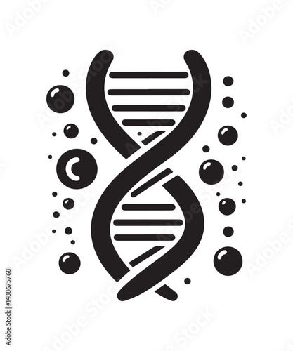 Dna Flat genetic icon vector flat black trendy style vector on white background.