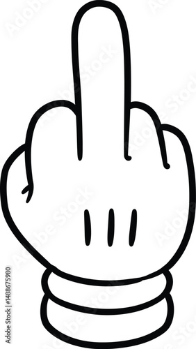 Cartoon Glove Middle Finger Icon – Bold and Humorous Rude Gesture

