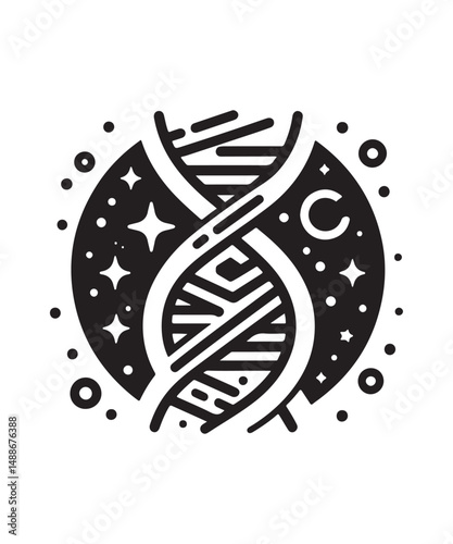 Dna Flat genetic icon vector flat black trendy style vector on white background.