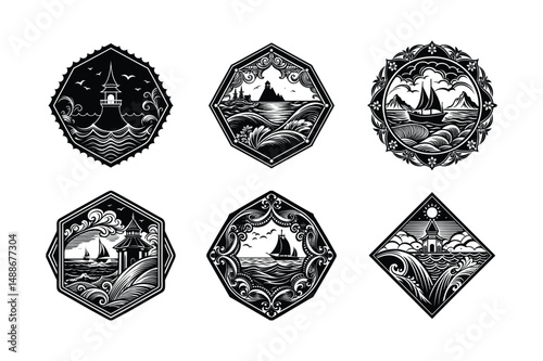  A Seascape Line Art Journey Tranquil Tides