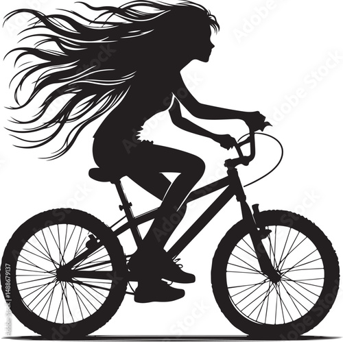 girl on bicycle Teenage Girl Riding Bicycle  Wind in Hair Silhouette of Freedom and Youth new unique trendy 2025