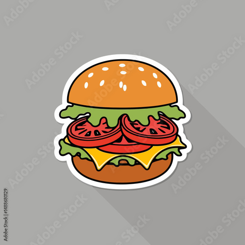 A mouthwatering vector illustration of a classic burger and fries