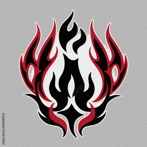A dynamic red and orange fire flame vector illustration symbolizing hot heat and burning energy design element