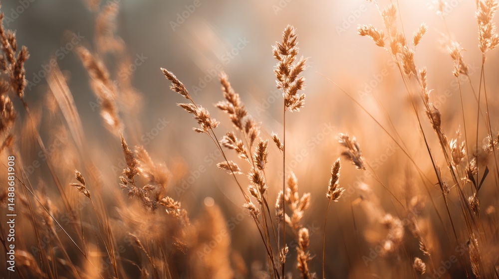 Fototapeta premium Golden grasses bathed in sunlight
