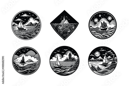  A Seascape Line Art Journey Tranquil Tides