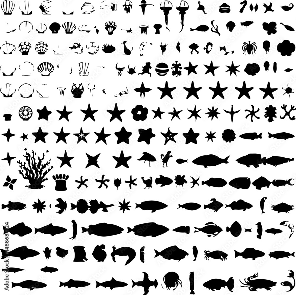 Naklejka premium Summer Day Element and Tropical Island Scene – Hibiscus Flowers & Palm Tree Line Art