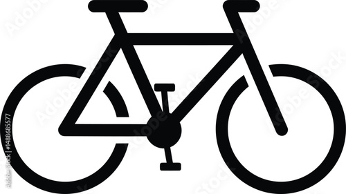 Modern Black Bicycle Icon – Minimal Outline Bike Design on White Background

