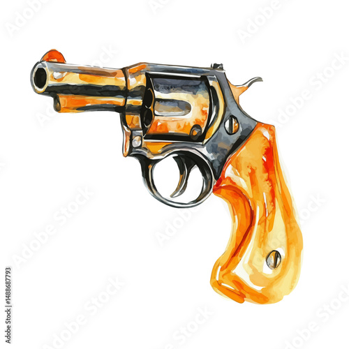 Wilderness Flare Gun, watercolor clipart vector, high quality, isolated on a white background.