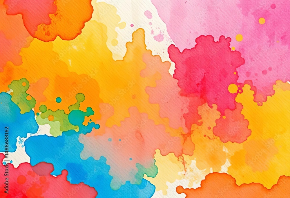 Obraz premium Vibrant hues blend in textured layers, creating an abstract watercolor and acrylic canvas, dynamic, splash