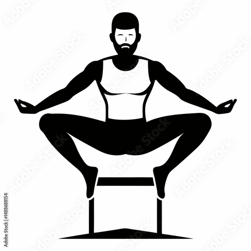 Silhouette art illustration of a yoga pose