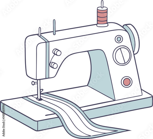 sewing machine is sewing a clothe icon on transparent background