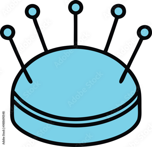Vector illustration of a pincushion with sewing pins icon for tailoring and craft use