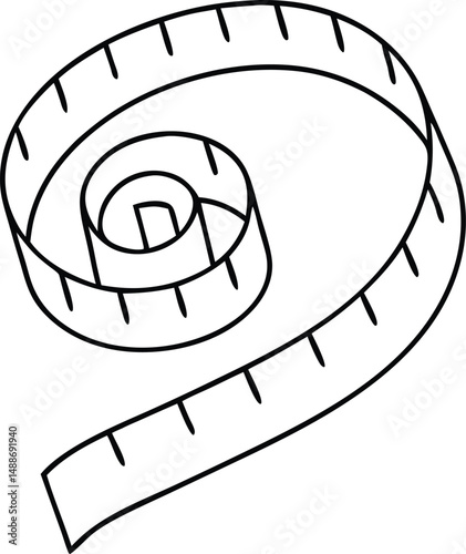 curved measuring tape glyph icon