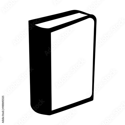 Minimalist illustration of a standing book, black silhouette on white background