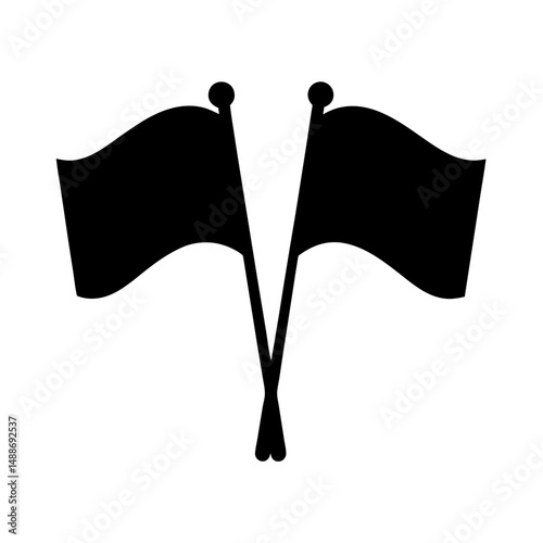 Two crossed flags with a simple and clean monochrome graphic design