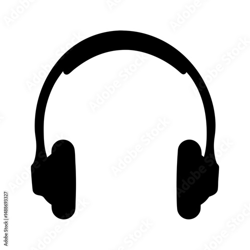 Minimalist silhouette of over ear headphones with smooth sleek design element