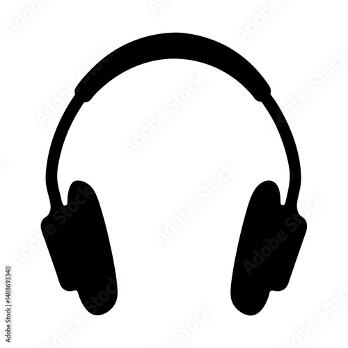 Silhouette image of over ear headphones with padding for comfortable listening