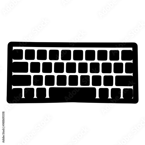 Minimalist black and white keyboard icon illustration for interface design and websites