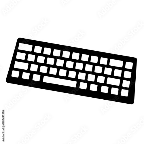 Black and White Keyboard Silhouette for Typing Communication and Computer Interaction