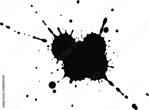 Abstract Black Ink Splatter – Minimalist High-Contrast Grayscale Design
