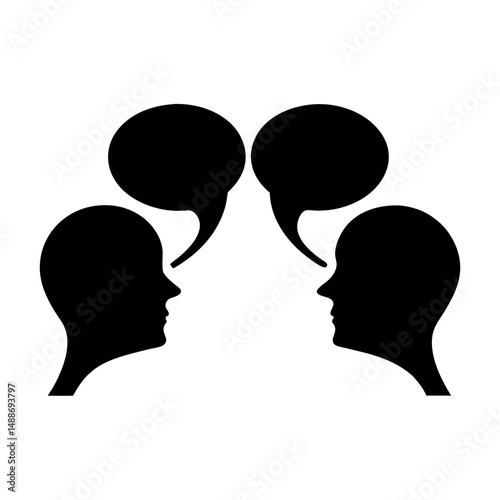Dialogue and Conversation Two People Connecting Through Communication in Black Silhouettes