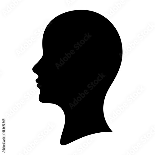 Silhouette of a person's head in profile shown in black color