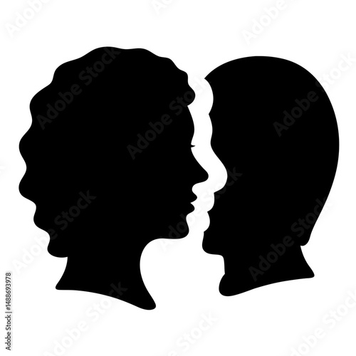 Silhouette of Faces in Black and White Depicting Love and Connection