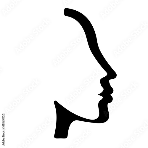 Elegant profile of a face in minimalistic black and white illustration art