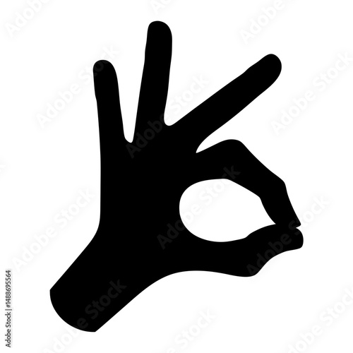 Silhouette of a hand making an okay gesture, sign, or symbol