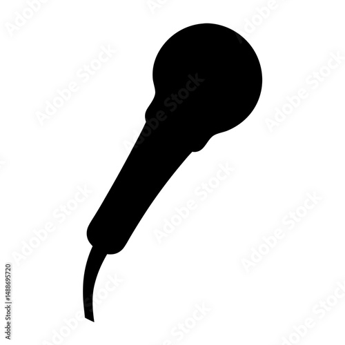 A black silhouette rendering of a microphone for recording and speaking