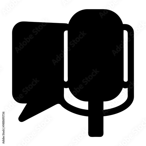 Microphone with speech bubble concept representing communication and broadcast or voice input
