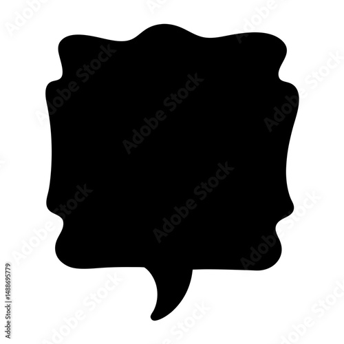 Black speech bubble with irregular edges provides space for creative text