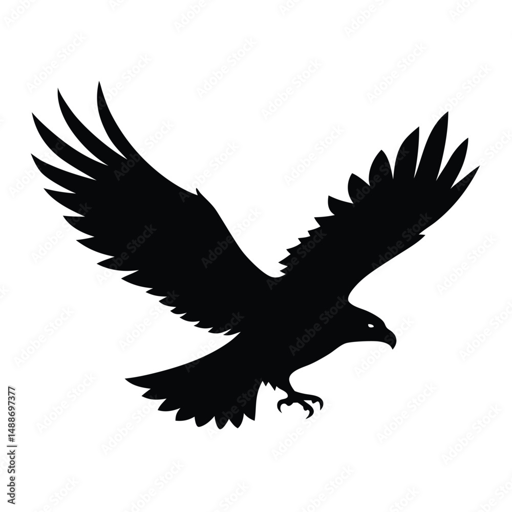 Obraz premium eagle-flying-silhouette-vector-on-white-background.eps