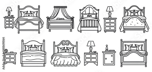 Collection of Line Art Bedroom Furniture Designs