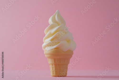 Soft serve on pink background closeup photo