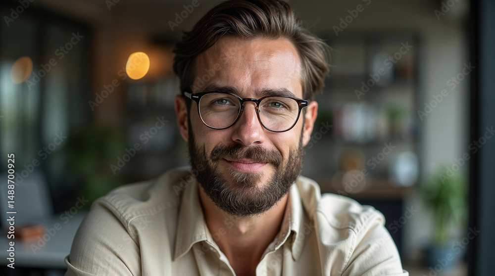 Fototapeta premium Elegant Man with Coffee, Mature, Professional Look