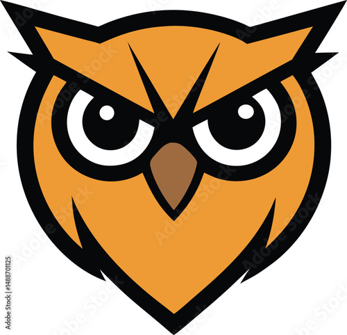 owl head mascot logo vector art illustration.