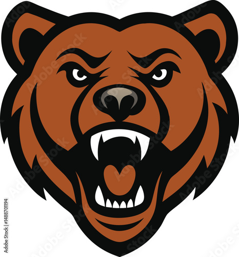 mascot logo of powerful bear head vector art illustration.